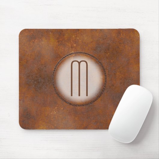 Photorealistic verrostetes Metall mit Monogramm Mousepad (Mit Mouse)