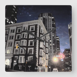 Photostadtuhr die Nacht Quadratische Wanduhr