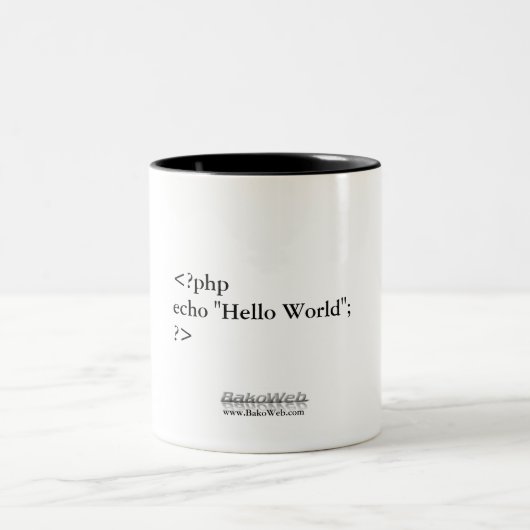 PHP-"hallo Welt" Kaffee-Tasse Zweifarbige Tasse (Mittel)
