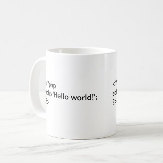 PHP-hallo Welt! kodieren Sie Tasse (Vorderseite Links)