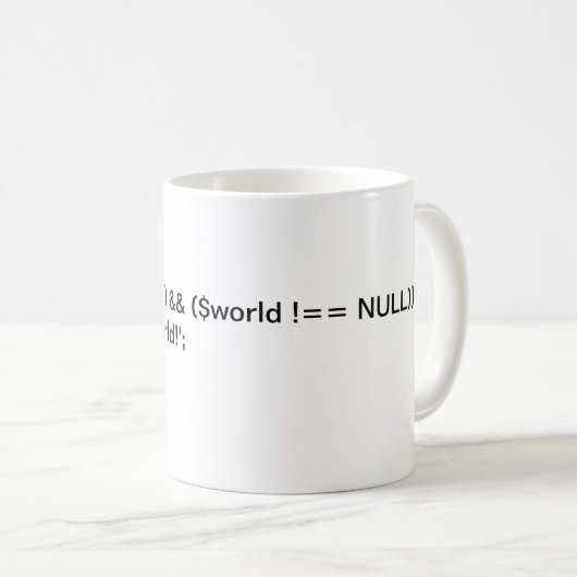 PHP Hello World - bedingte Code-Tasse Kaffeetasse (VorderseiteRechts)