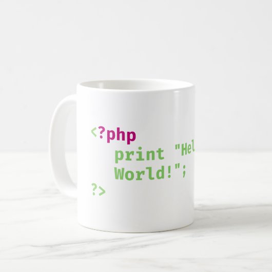 php - Welt drucken - Coding Puff Kaffeetasse (Vorderseite Links)
