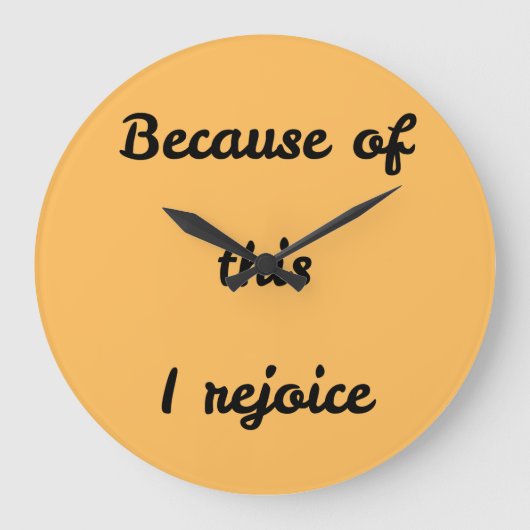 Phrase "Deshalb freue ich mich" Große Wanduhr (Vorderseite)