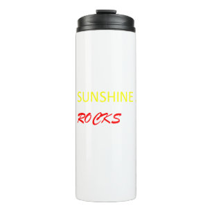 Phrase "Sunshine Rocks" Gelb und Rot Thermosbecher