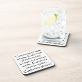 Phrasen-Zitat anpassen, elegant Schwarz-weiß Getränkeuntersetzer (Rechte Seite)