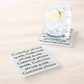 Phrasen-Zitat anpassen, elegant Schwarz-weiß Glasuntersetzer (Schrägansicht)