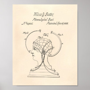 Phrenologische Patent-Kunst altes Peper des Poster