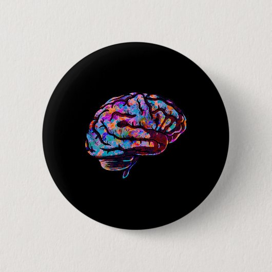 Phsychedelic Art Gefärbte Krawatte Human Brain Coo Button (Vorderseite)