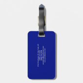 Phthalo Blue Beruflich Minimalistisch Gepäckanhänger (Rückseite vertikal)