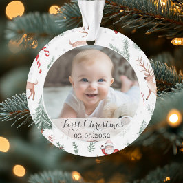 Phto First Christmas Script Klassisches rustikales Ornament