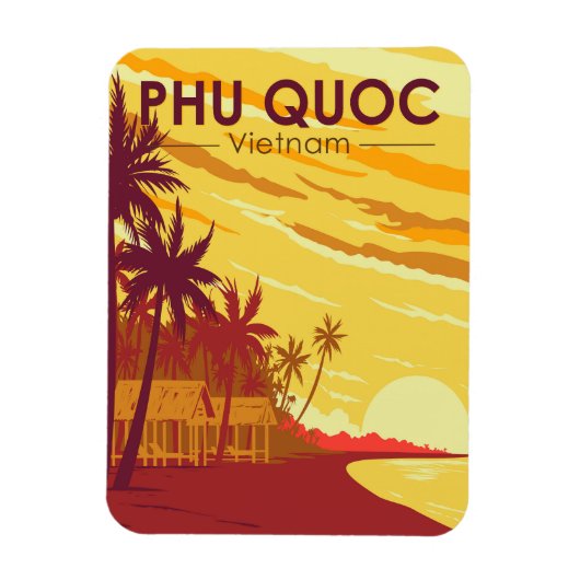 Phu Quoc Island Vietnam Reisen Art Vintag Magnet (Vertikal)