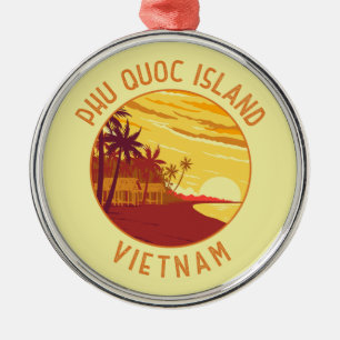 Phu Quoc Island Vietnam Retro Distressed Circle Ornament Aus Metall