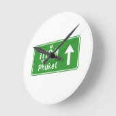 Phuket Ahead ⚠ Thai Highway Traffic ⚠ Runde Wanduhr (Winkel)