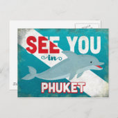Phuket Dolphin - Retro Vintage Travel Postkarte (Vorne/Hinten)