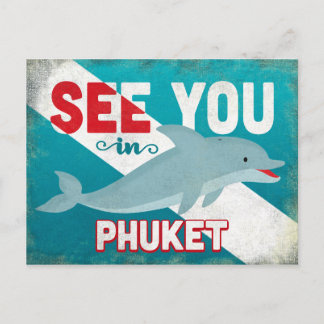 Phuket Dolphin - Retro Vintage Travel Postkarte