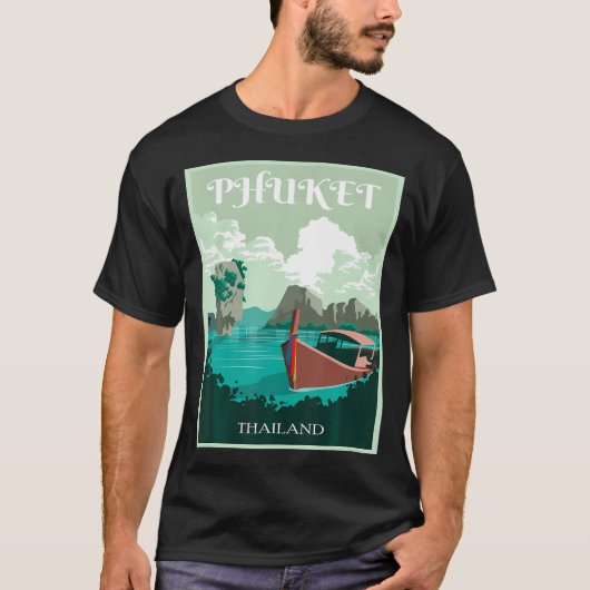 Phuket Longtail-Boot Thailand Insel Samui Souvenir T-Shirt (Vorderseite)
