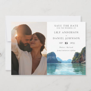 Phuket Thailand Aquarell-Foto-Hochzeit Save The Date