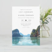 Phuket Thailand Aquarell QR Code Hochzeit Einladung (Stehend Vorderseite)