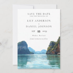 Phuket Thailand Aquarell Ziel Hochzeit Save The Date