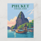Phuket Thailand Beach Boat Art Postkarte (Vorderseite)