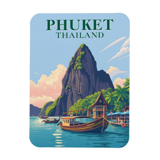Phuket Thailand Beach Boat Travel Souvenir Magnet (Vertikal)