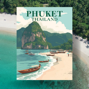 Phuket Thailand Beach Vintag Art Postkarte