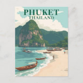 Phuket Thailand Beach Vintag Art Postkarte (Vorderseite)