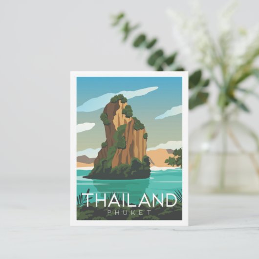 Phuket Thailand Berühmter Reiseort Illustration Postkarte (Stehend Vorderseite)