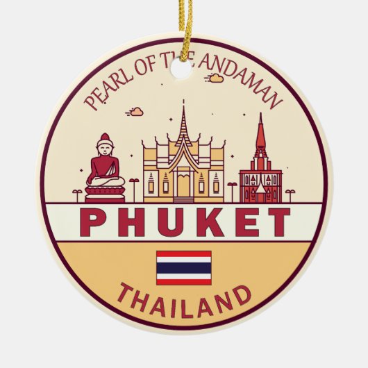Phuket Thailand City Skyline Emblem Keramik Ornament (Vorne)