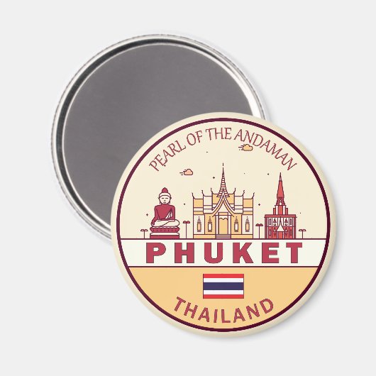 Phuket Thailand City Skyline Emblem Magnet (Vorderseite/Rückseite)