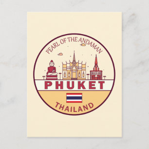 Phuket Thailand City Skyline Emblem Postkarte