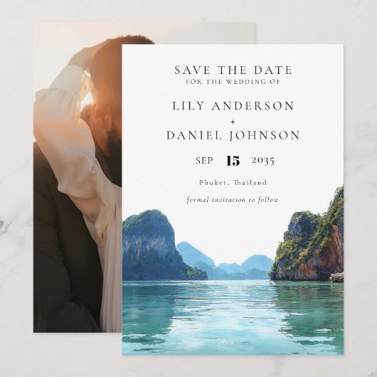 Phuket Thailand Destination Photo Wedding Save The Date (Vorne/Hinten)