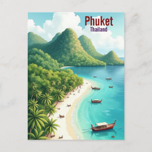 Phuket Thailand Künstlerische Reise Aquarell Postkarte