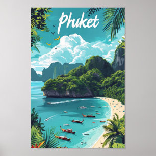 Phuket Thailand Kunstreise Illustration Poster