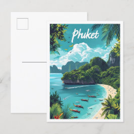 Phuket Thailand Kunstreise Illustration Postkarte