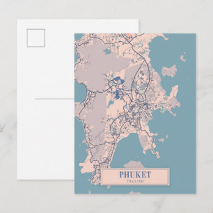 Phuket Thailand luftige Stadtplan Reise Postkarte