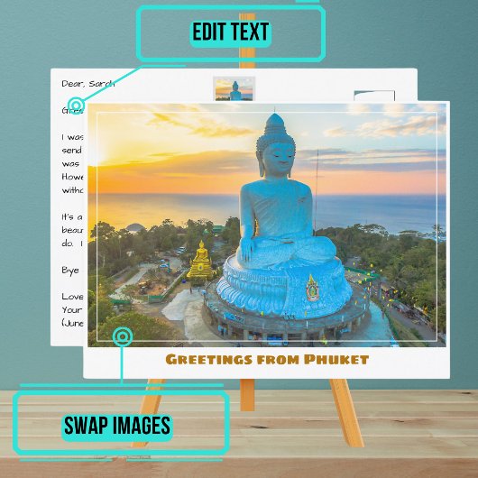 Phuket Thailand mit Big Buddha Modern Postkarte