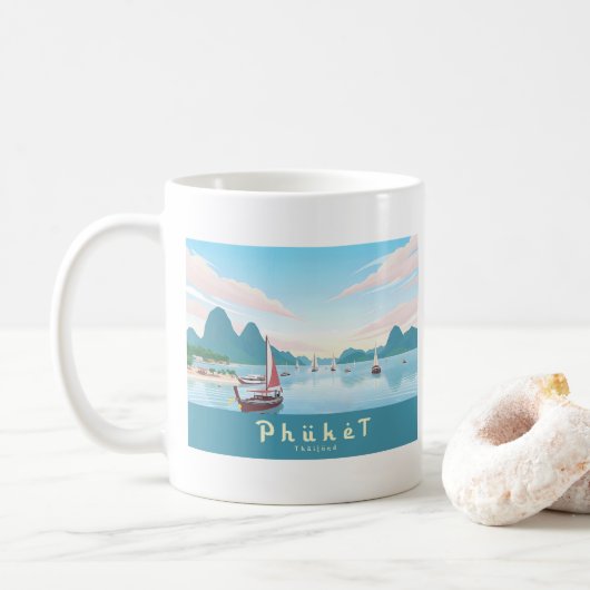 Phuket Thailand Pastel Travel Kaffeetasse (Mit Donut)
