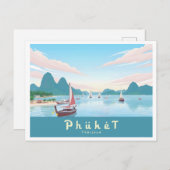 Phuket Thailand Pastel Travel Postkarte (Vorne/Hinten)