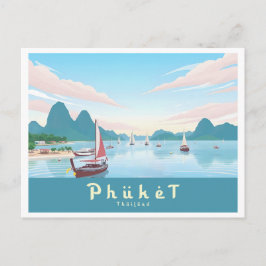 Phuket Thailand Pastel Travel Postkarte