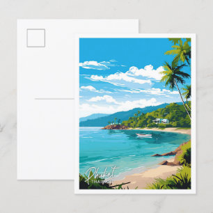 Phuket Thailand Reisen Vintage Darstellung Postkarte