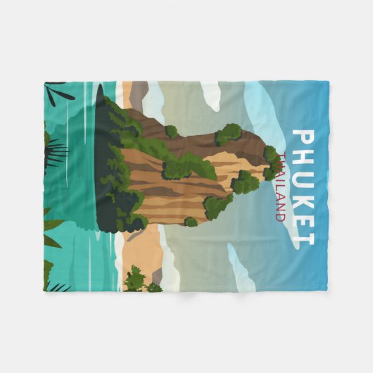 Phuket Thailand Retro Fleecedecke (Vorderseite (Horizontal))