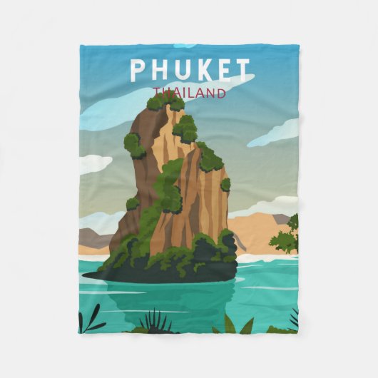 Phuket Thailand Retro Fleecedecke (Vorderseite)