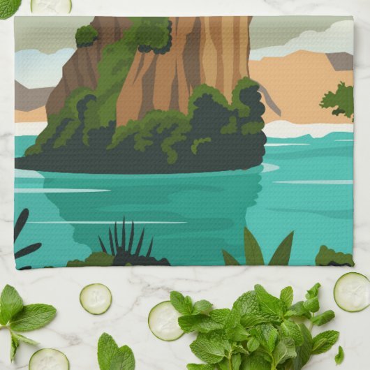 Phuket Thailand Retro Geschirrtuch (Gefaltet)