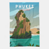 Phuket Thailand Retro Geschirrtuch (Vertikal)
