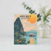 Phuket Thailand Travel Beach Postcard Postkarte (Stehend Vorderseite)