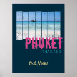 Phuket Thailand Vintag Beach Panorama Souvenir Poster