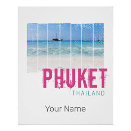 Phuket Thailand Vintag Beach Panorama Souvenir Poster