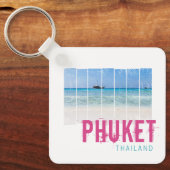 Phuket Thailand Vintag Beach Panorama Souvenir Schlüsselanhänger (Vorderseite)