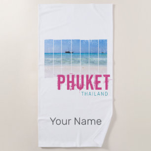 Phuket Thailand Vintag Beach Panorama Souvenir Strandtuch